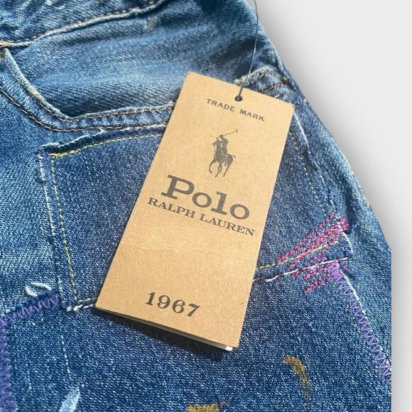 Polo Ralph Lauren Astor Slim Boyfriend Paint Splash Girls Blue Jeans size 16 New - Picture 11 of 12